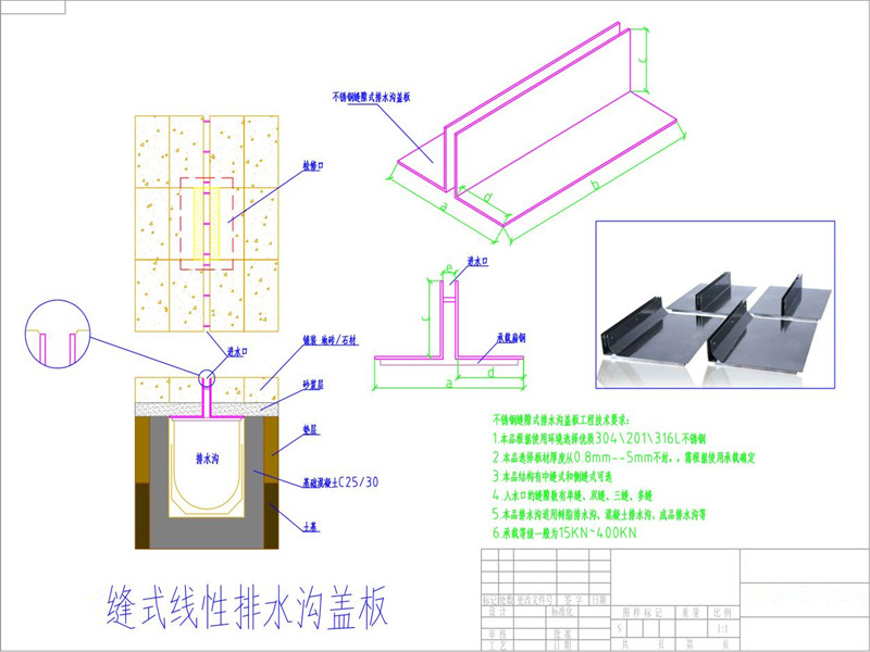 中缝隙式盖板排水沟